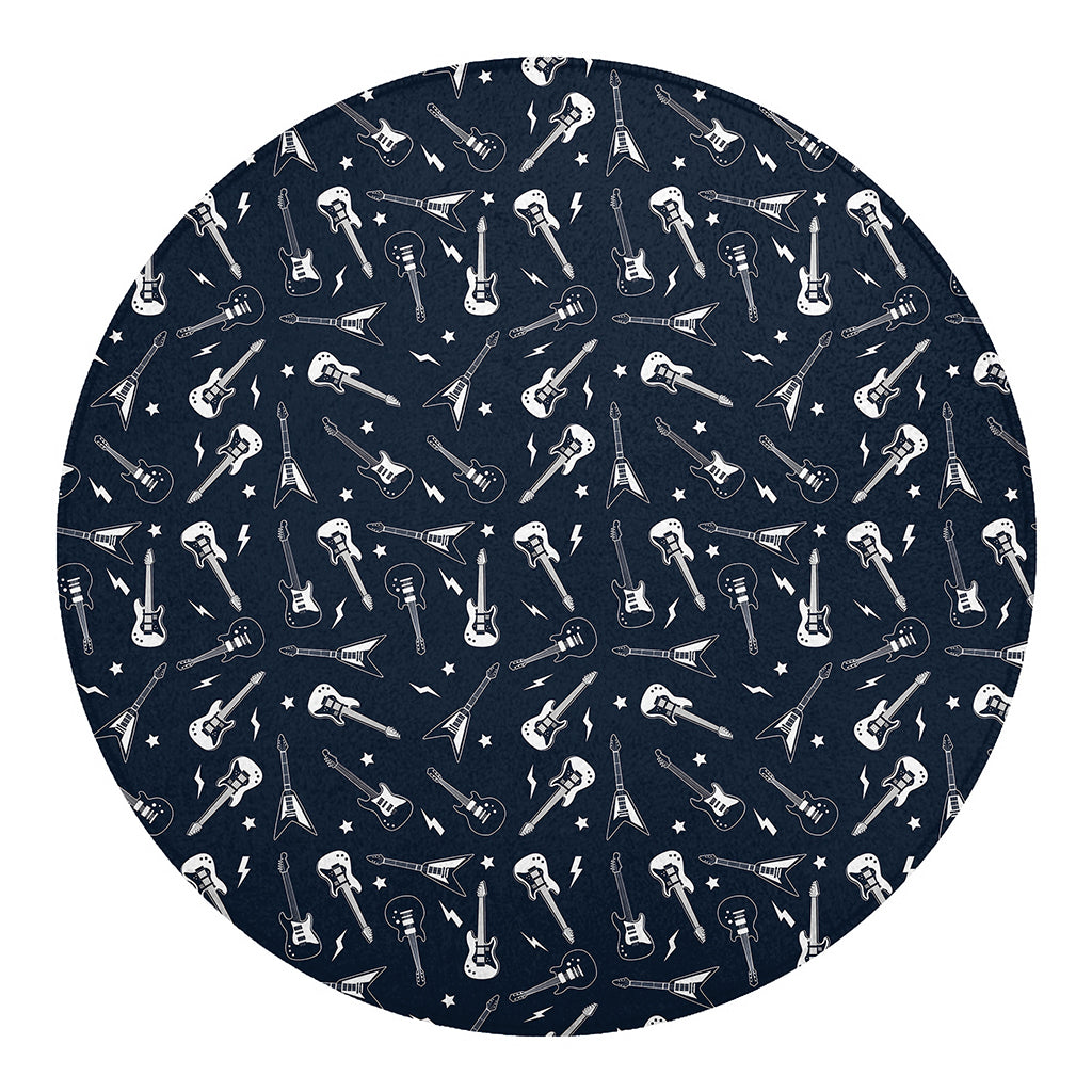 Electric Guitar Pattern Print Round Blanket