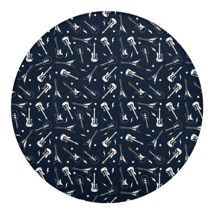 Electric Guitar Pattern Print Round Blanket
