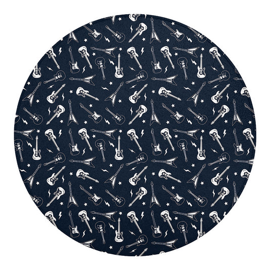 Electric Guitar Pattern Print Round Blanket