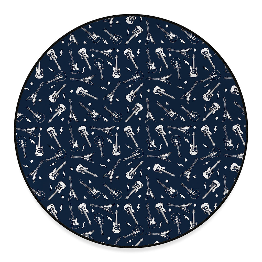 Electric Guitar Pattern Print Round Floor Mat