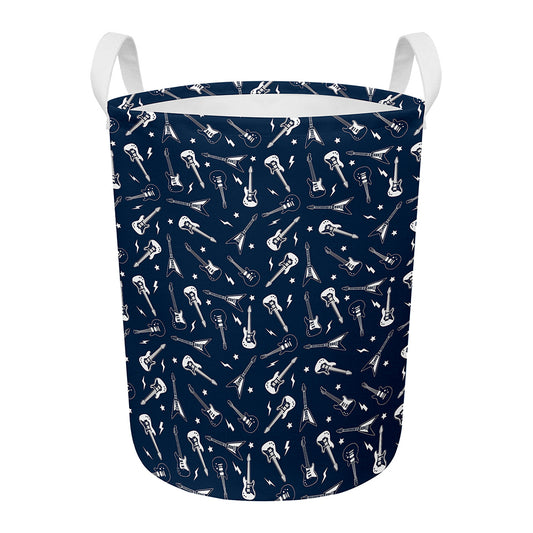 Electric Guitar Pattern Print Round Laundry Basket
