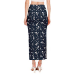 Electric Guitar Pattern Print Side Slit Maxi Skirt