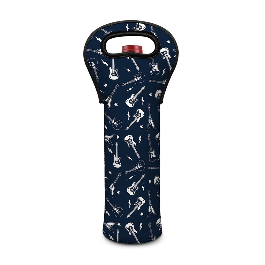 Electric Guitar Pattern Print Single Neoprene Wine Tote
