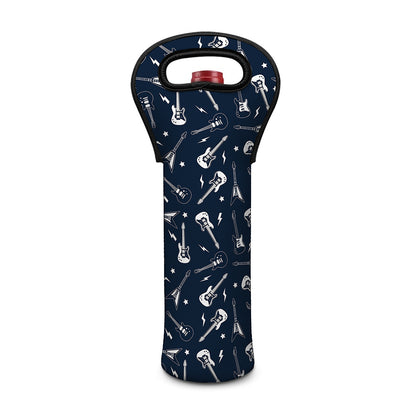 Electric Guitar Pattern Print Single Neoprene Wine Tote