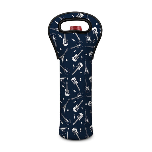 Electric Guitar Pattern Print Single Neoprene Wine Tote