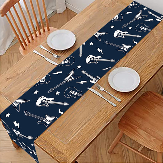 Electric Guitar Pattern Print Table Runner