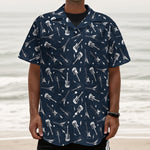 Electric Guitar Pattern Print Textured Short Sleeve Shirt