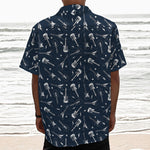 Electric Guitar Pattern Print Textured Short Sleeve Shirt