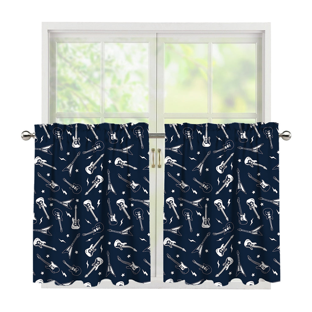 Electric Guitar Pattern Print Tier Curtains