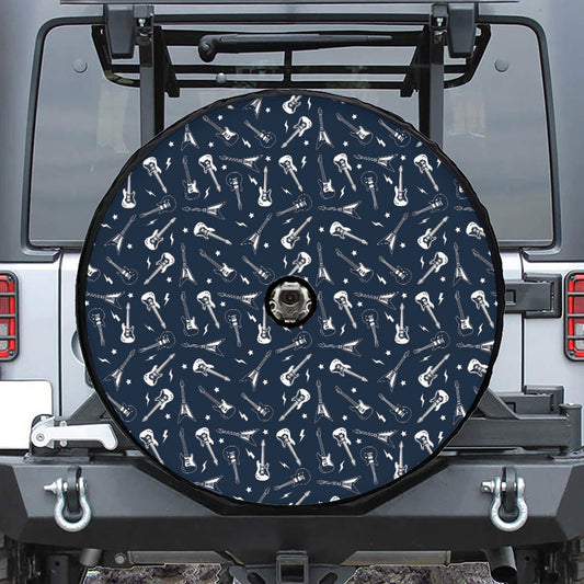 Electric Guitar Pattern Print Tire Cover With Camera Hole