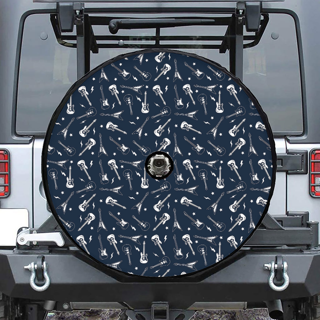 Electric Guitar Pattern Print Tire Cover With Camera Hole