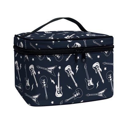 Electric Guitar Pattern Print Travel Makeup Bag