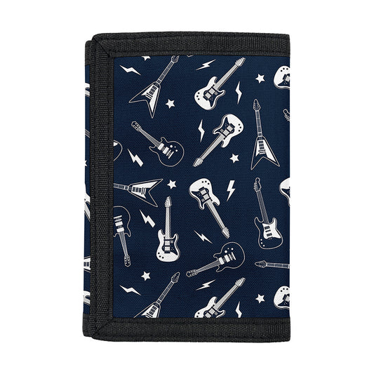 Electric Guitar Pattern Print Trifold Wallet