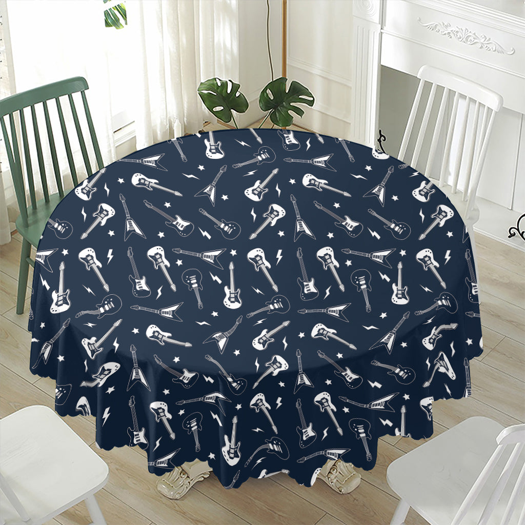 Electric Guitar Pattern Print Waterproof Round Tablecloth