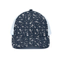 Electric Guitar Pattern Print White Mesh Trucker Hat