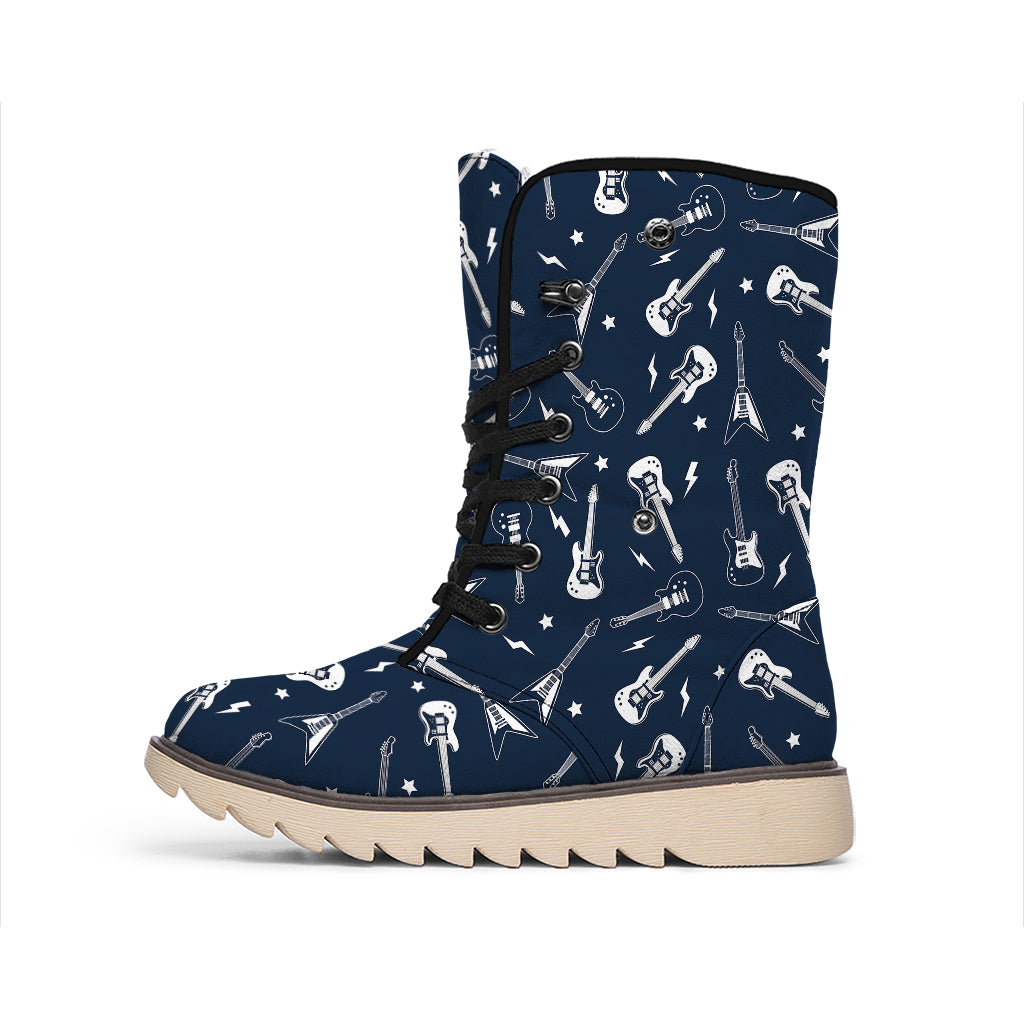 Electric Guitar Pattern Print Winter Boots