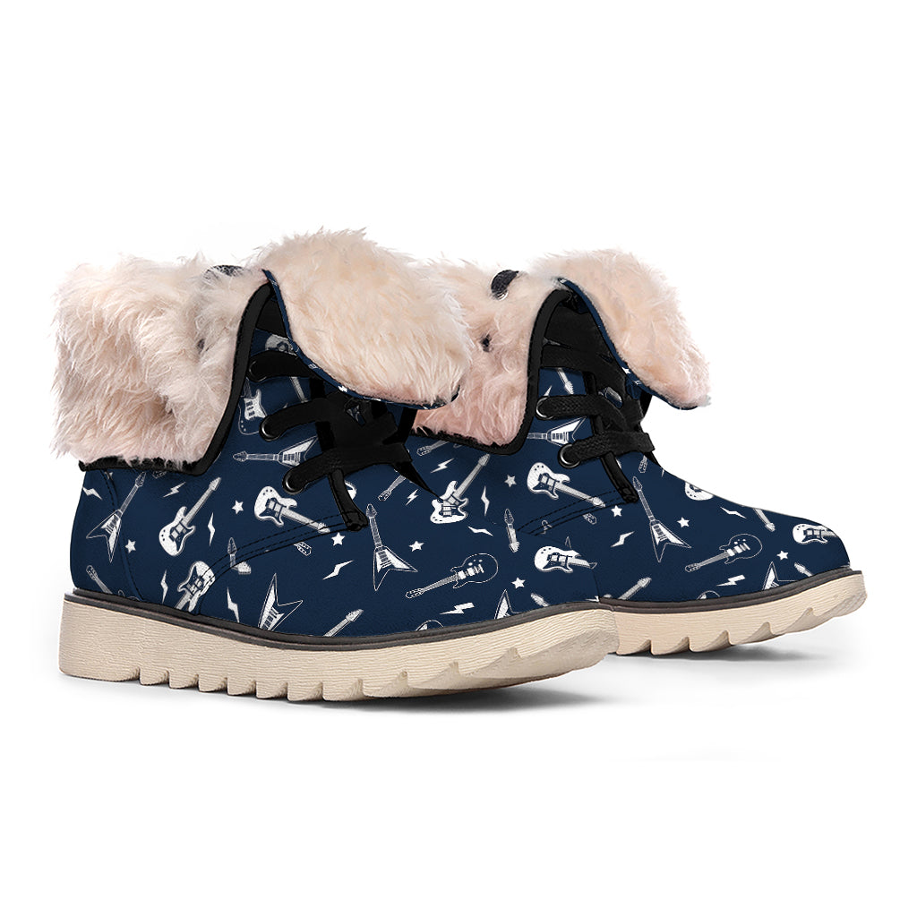 Electric Guitar Pattern Print Winter Boots