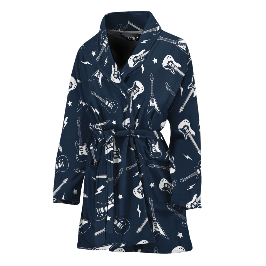 Electric Guitar Pattern Print Women's Bathrobe