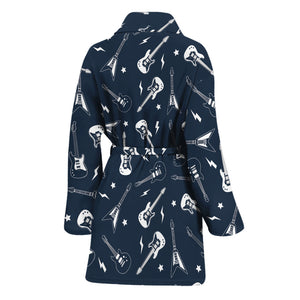 Electric Guitar Pattern Print Women's Bathrobe