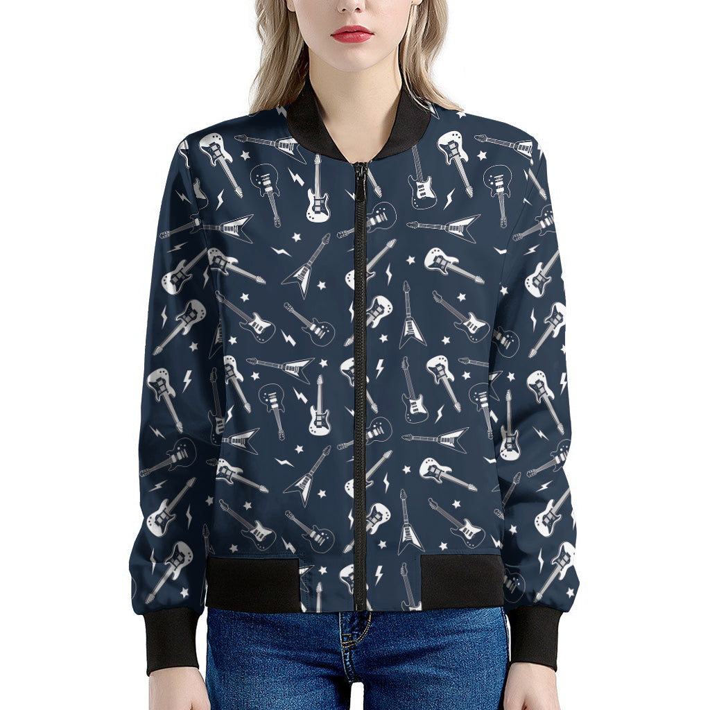 Electric Guitar Pattern Print Women's Bomber Jacket