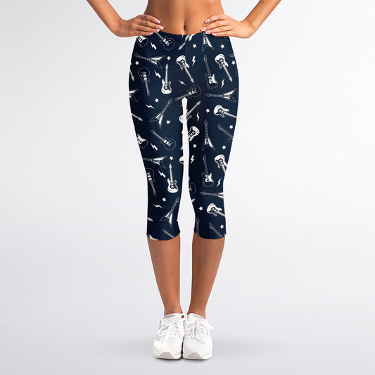 Electric Guitar Pattern Print Women's Capri Leggings