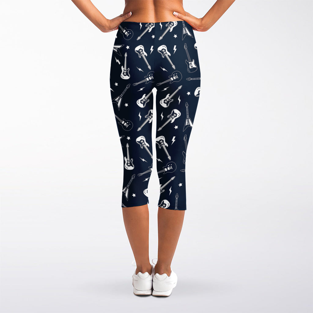 Electric Guitar Pattern Print Women's Capri Leggings