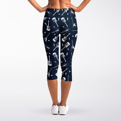 Electric Guitar Pattern Print Women's Capri Leggings