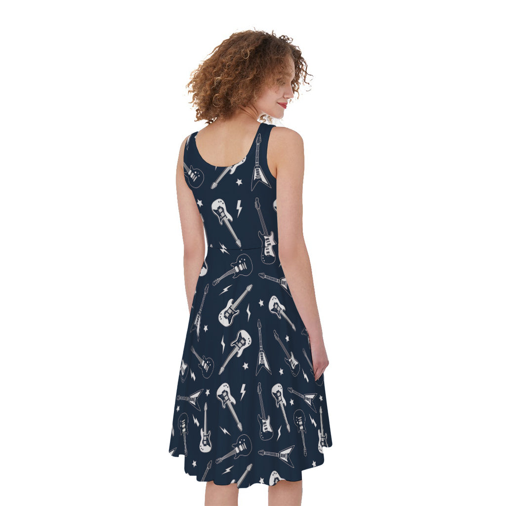 Electric Guitar Pattern Print Women's Sleeveless Dress