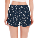 Electric Guitar Pattern Print Women's Split Running Shorts