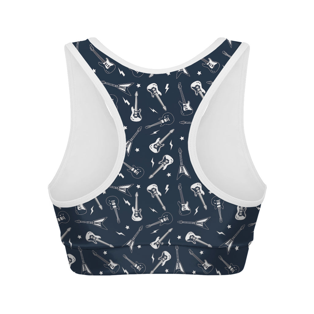 Electric Guitar Pattern Print Women's Sports Bra