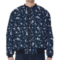 Electric Guitar Pattern Print Zip Sleeve Bomber Jacket
