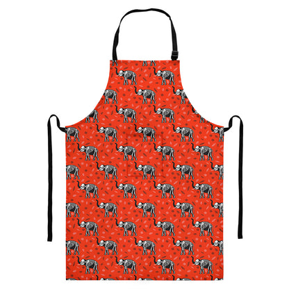 Elephant Skeleton X-Ray Pattern Print Bib Apron With Pocket