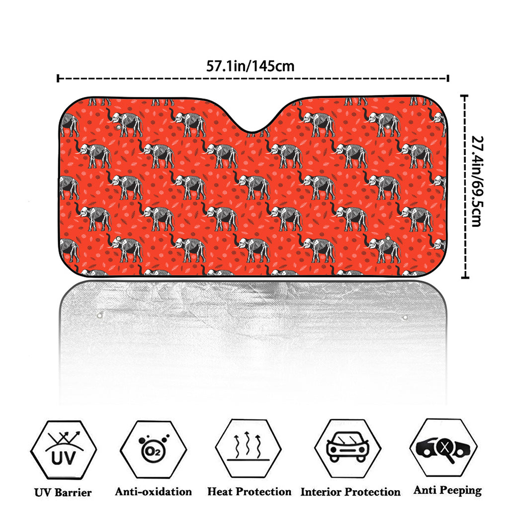 Elephant Skeleton X-Ray Pattern Print Car Windshield Sun Shade