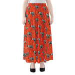 Elephant Skeleton X-Ray Pattern Print Chiffon Maxi Skirt