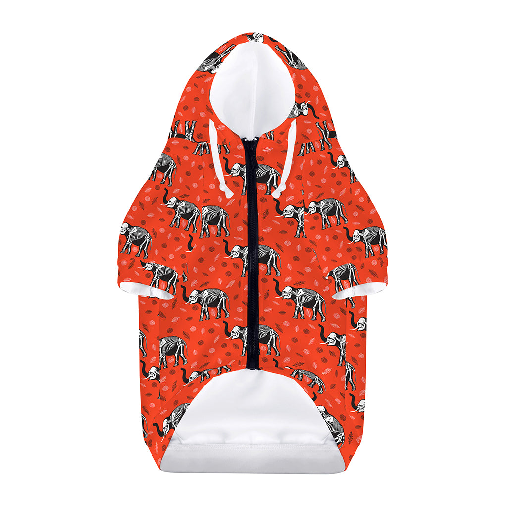 Elephant Skeleton X-Ray Pattern Print Dog Zip Up Hoodie