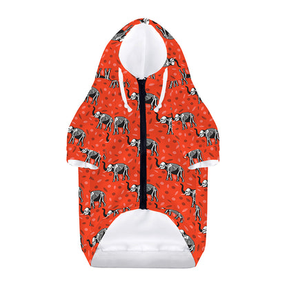 Elephant Skeleton X-Ray Pattern Print Dog Zip Up Hoodie