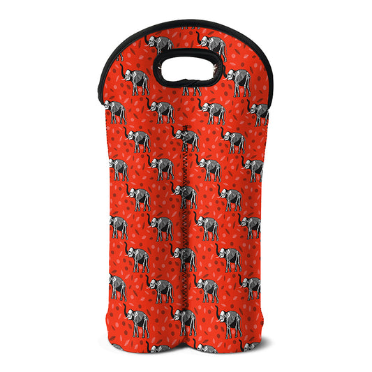 Elephant Skeleton X-Ray Pattern Print Double Neoprene Wine Tote
