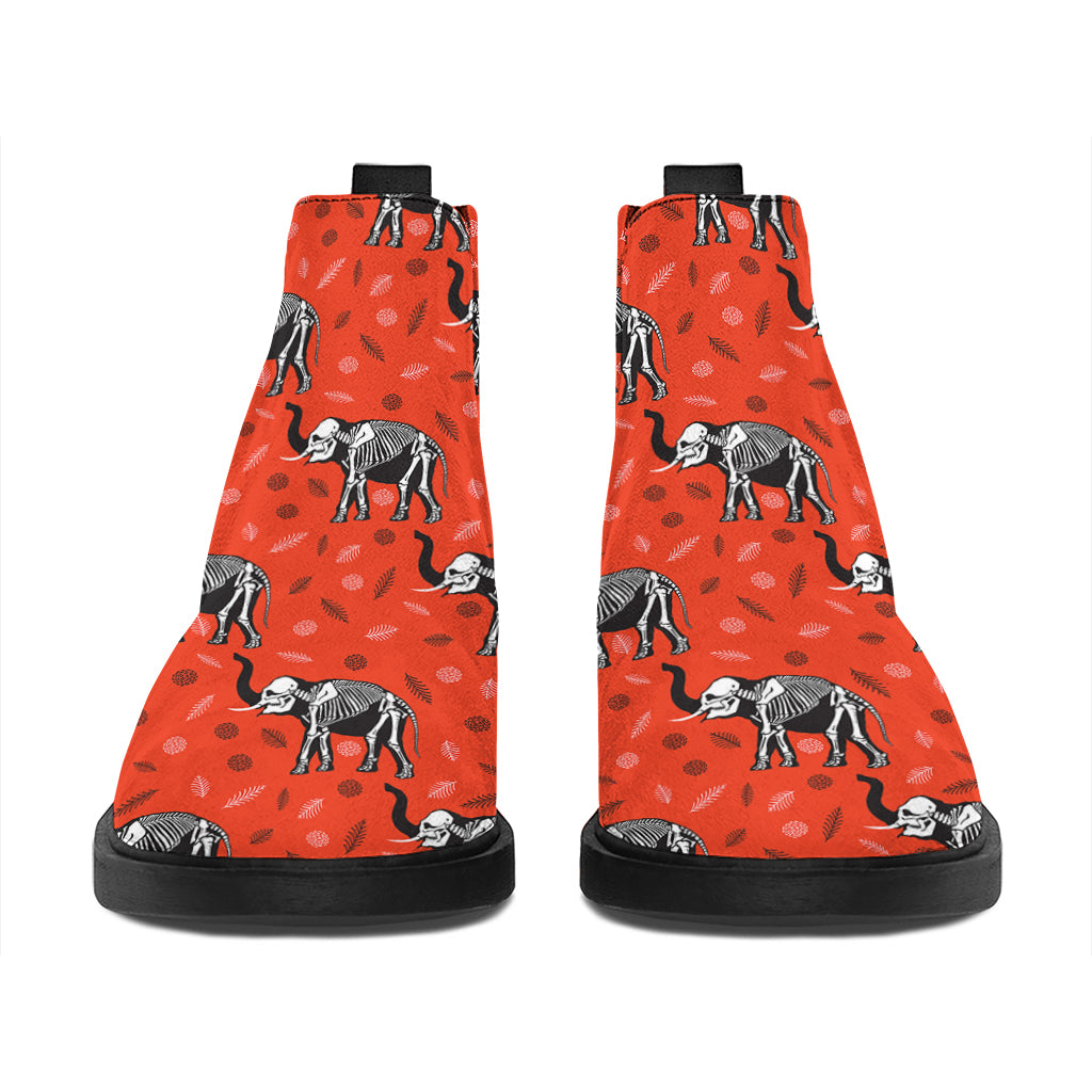 Elephant Skeleton X-Ray Pattern Print Flat Ankle Boots