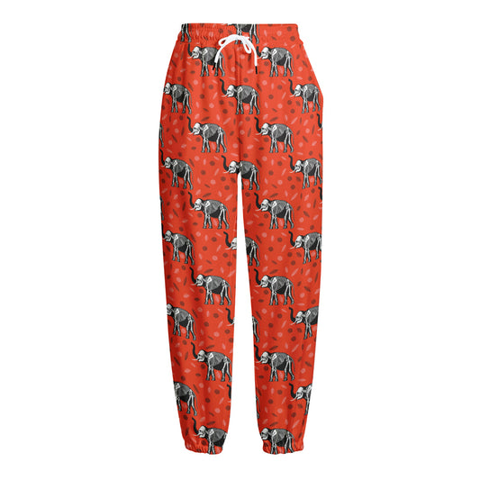 Elephant Skeleton X-Ray Pattern Print Fleece Lined Knit Pants