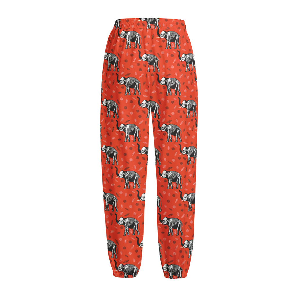 Elephant Skeleton X-Ray Pattern Print Fleece Lined Knit Pants
