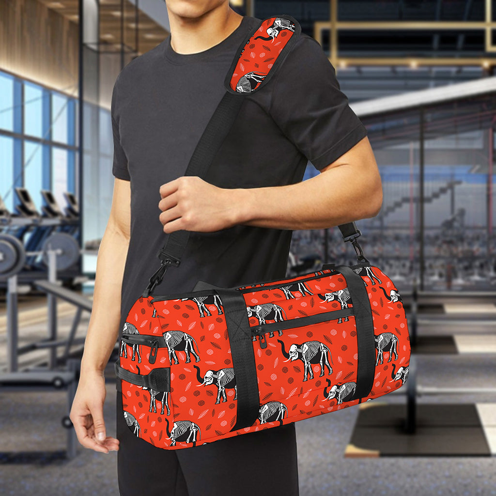 Elephant Skeleton X-Ray Pattern Print Gym Bag