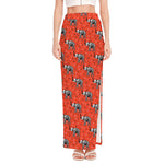 Elephant Skeleton X-Ray Pattern Print High Slit Maxi Skirt