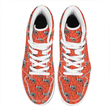Elephant Skeleton X-Ray Pattern Print High Top Leather Sneakers
