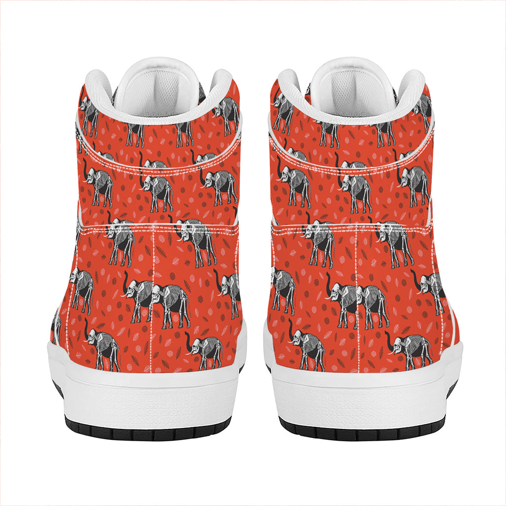 Elephant Skeleton X-Ray Pattern Print High Top Leather Sneakers