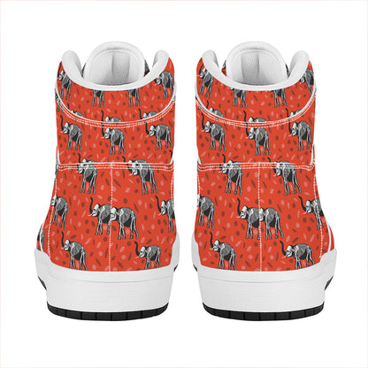 Elephant Skeleton X-Ray Pattern Print High Top Leather Sneakers