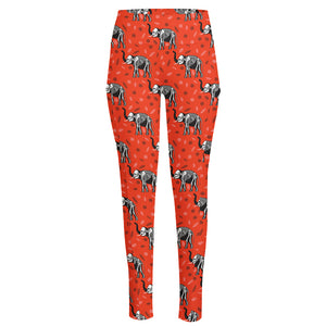 Elephant Skeleton X-Ray Pattern Print High-Waisted Pocket Leggings