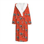 Elephant Skeleton X-Ray Pattern Print Hooded Bathrobe