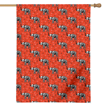 Elephant Skeleton X-Ray Pattern Print House Flag