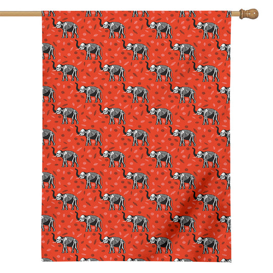 Elephant Skeleton X-Ray Pattern Print House Flag