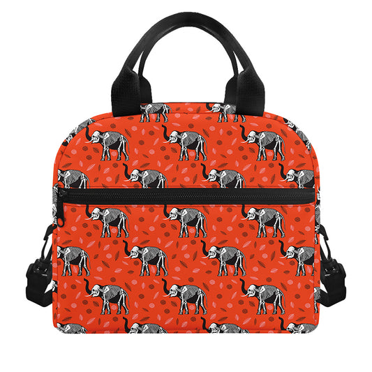 Elephant Skeleton X-Ray Pattern Print Insulated Lunch Bag